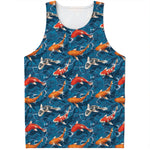 Koi Fish Pattern Print Men's Tank Top