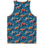 Koi Fish Pattern Print Men's Tank Top