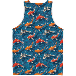 Koi Fish Pattern Print Men's Tank Top