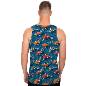 Koi Fish Pattern Print Men's Tank Top