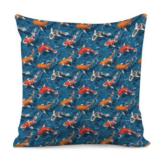 Koi Fish Pattern Print Pillow Cover