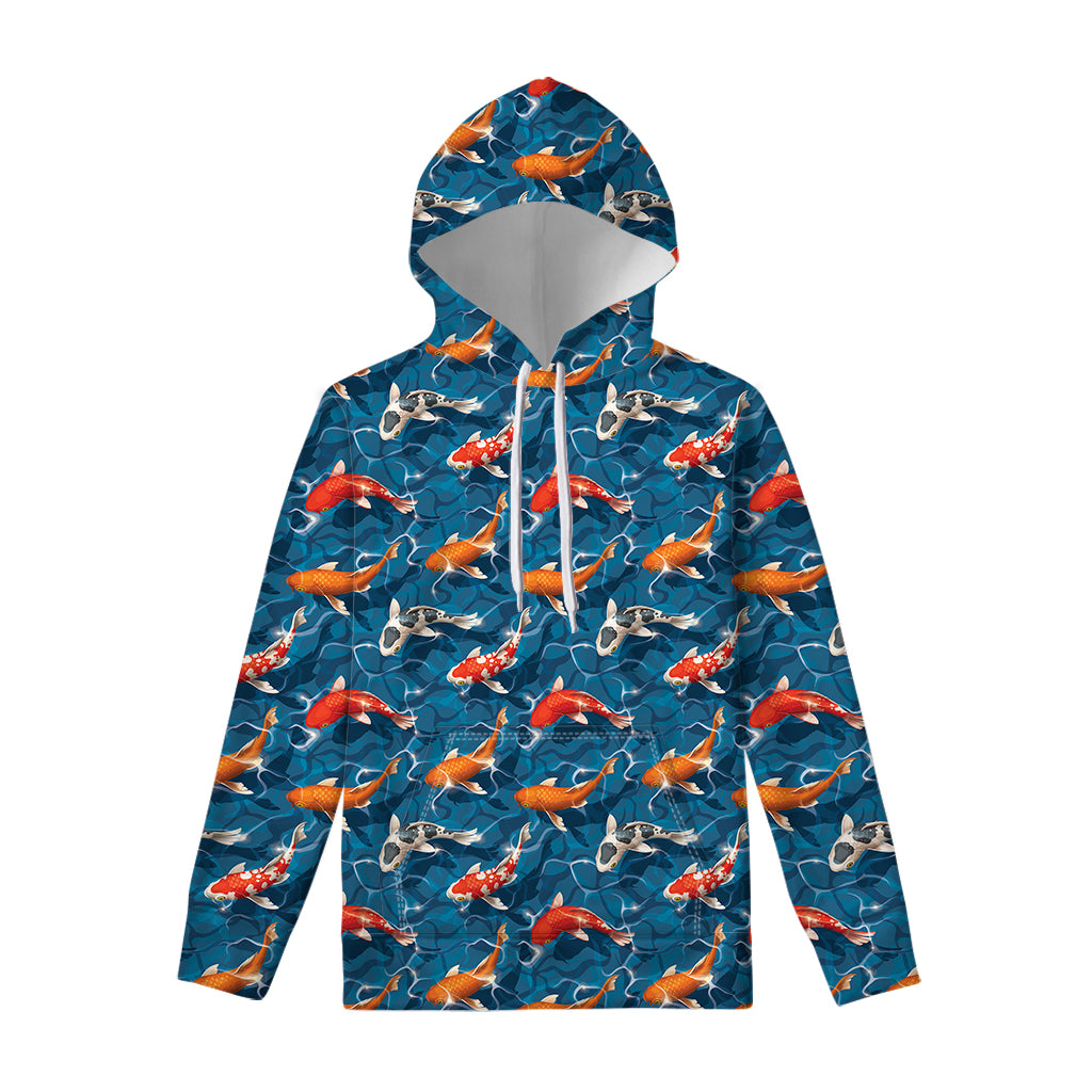 Koi Fish Pattern Print Pullover Hoodie