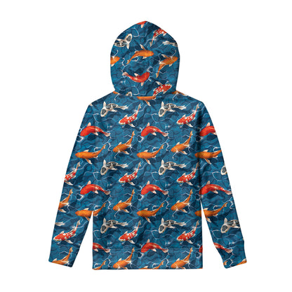Koi Fish Pattern Print Pullover Hoodie