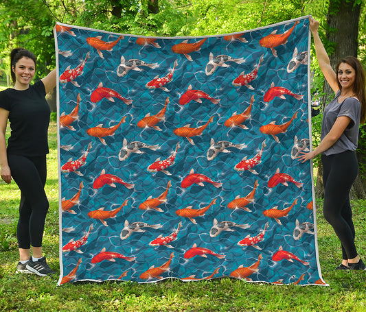 Koi Fish Pattern Print Quilt