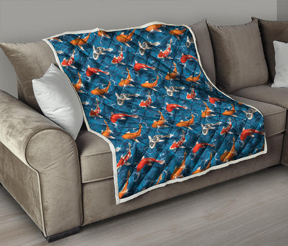 Koi Fish Pattern Print Quilt