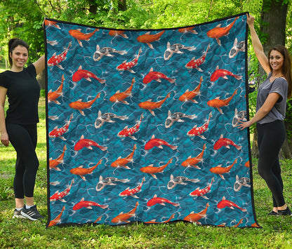 Koi Fish Pattern Print Quilt
