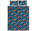 Koi Fish Pattern Print Quilt Bed Set