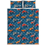 Koi Fish Pattern Print Quilt Bed Set