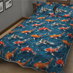 Koi Fish Pattern Print Quilt Bed Set