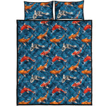 Koi Fish Pattern Print Quilt Bed Set