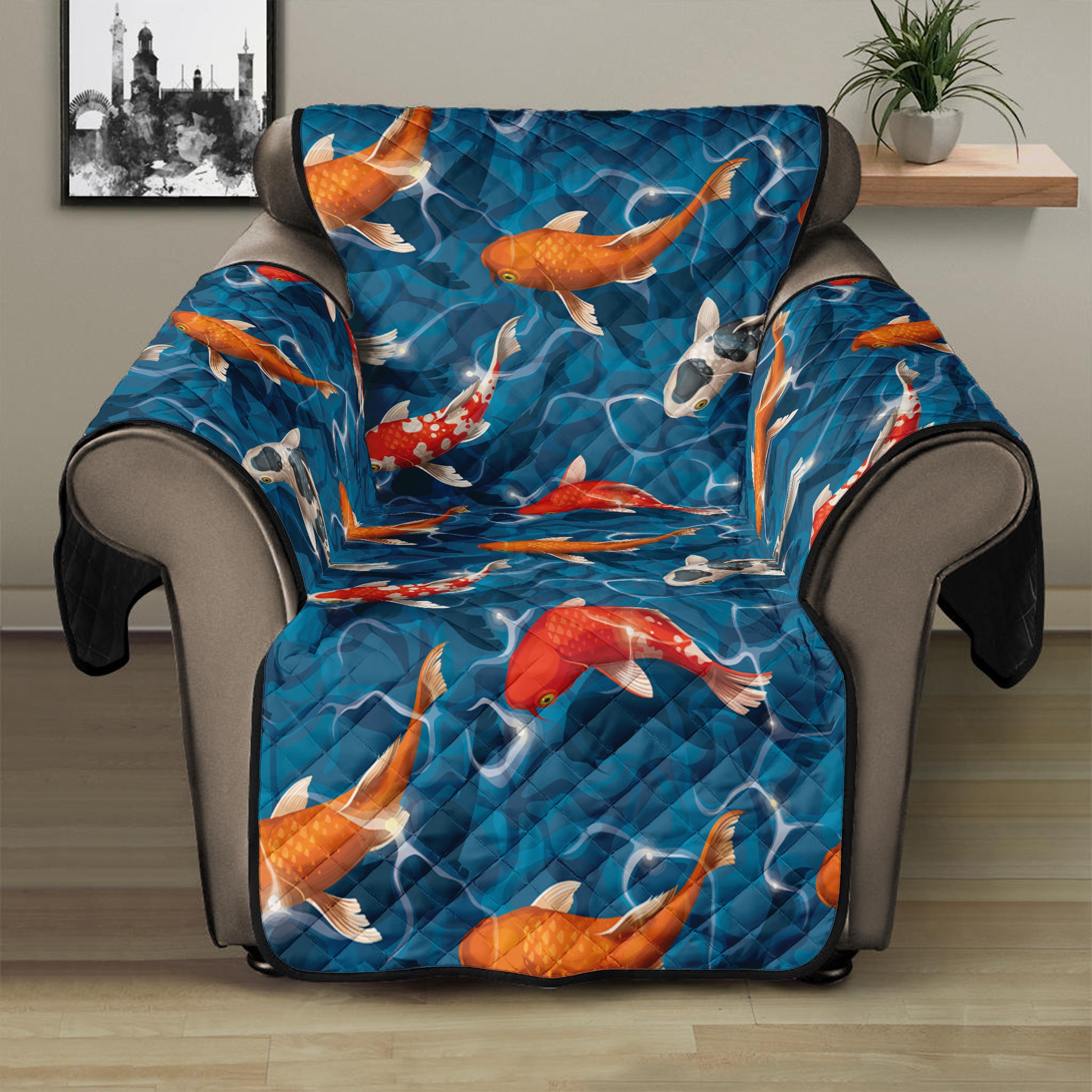 Koi Fish Pattern Print Recliner Protector