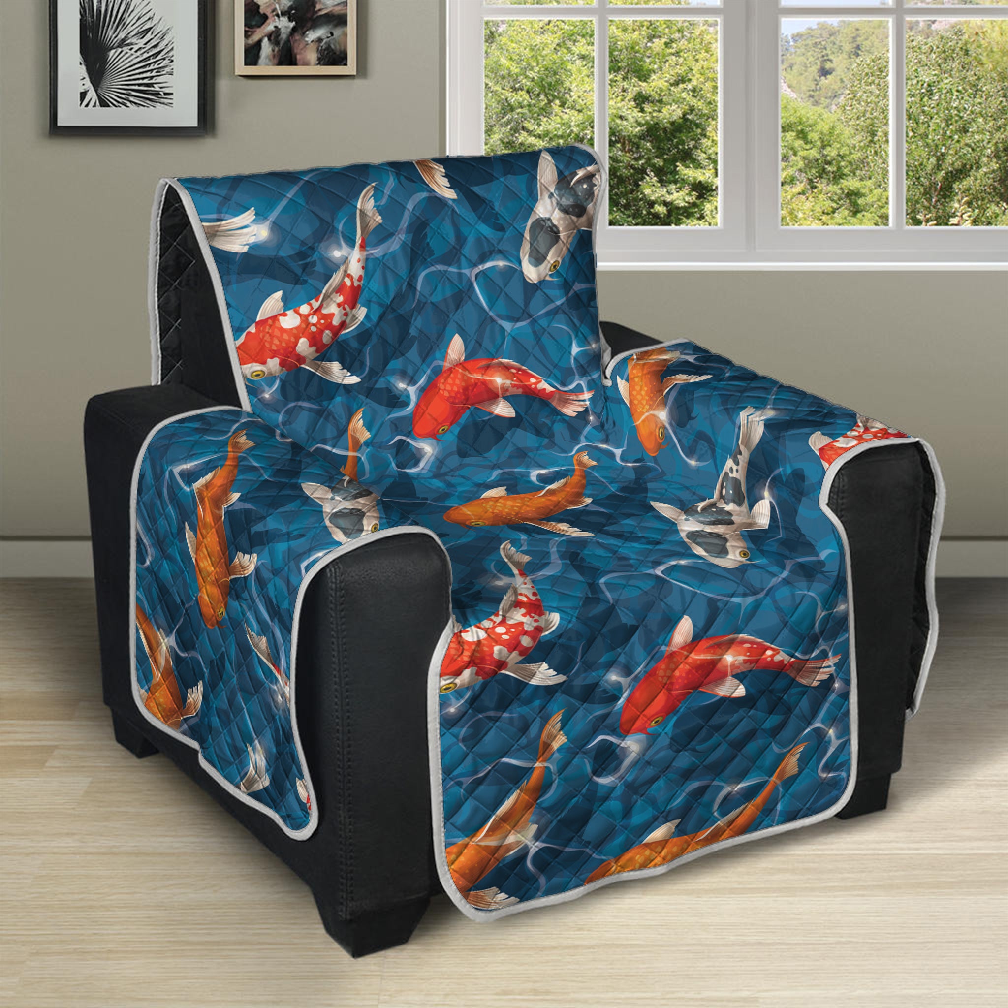 Koi Fish Pattern Print Recliner Protector