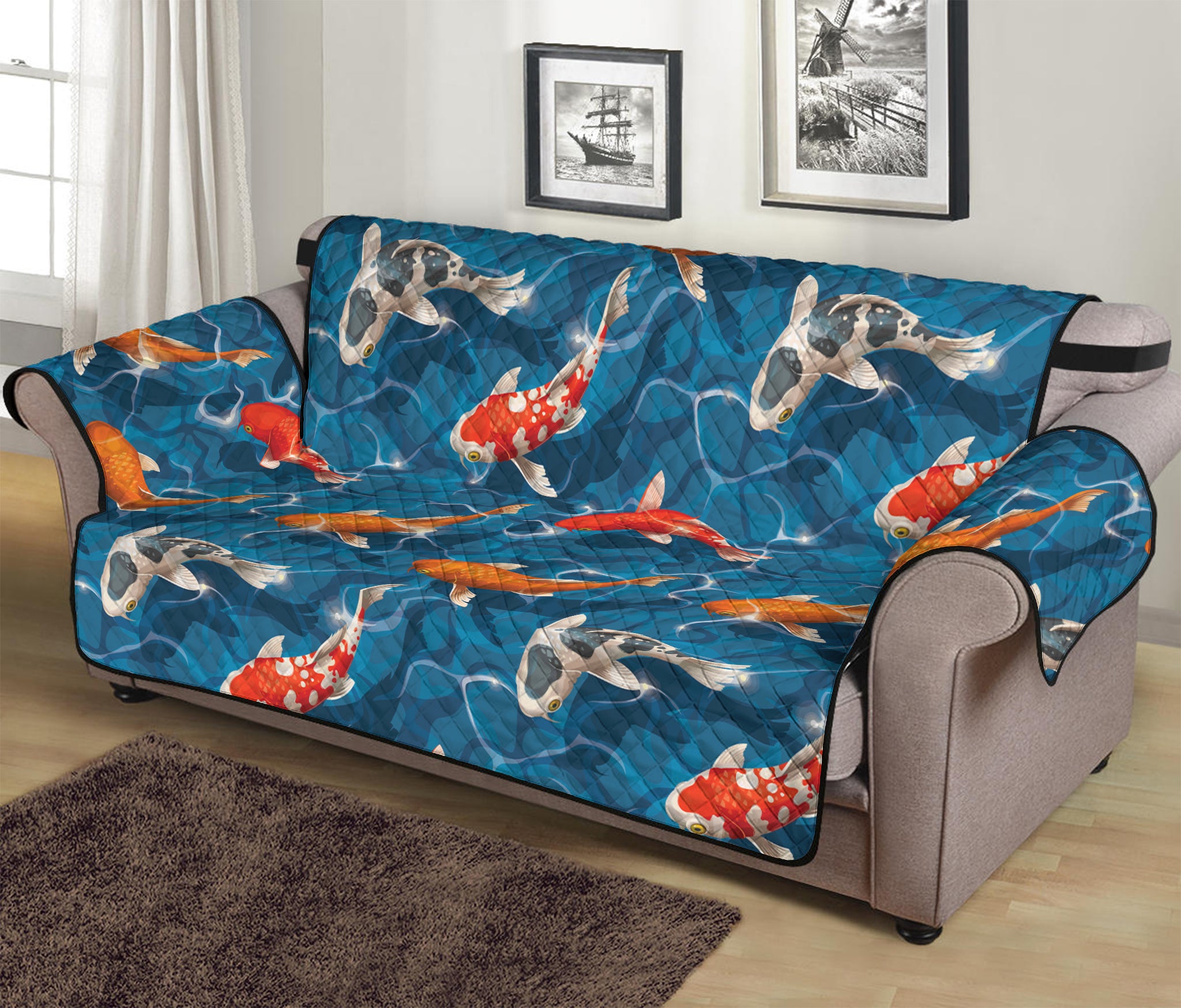 Koi Fish Pattern Print Sofa Protector