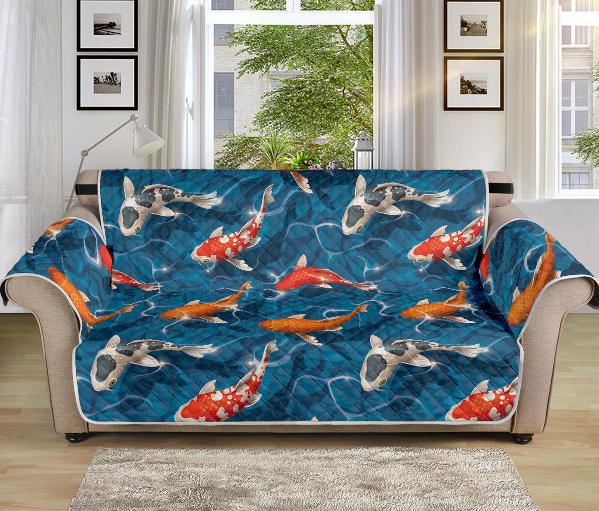 Koi Fish Pattern Print Sofa Protector