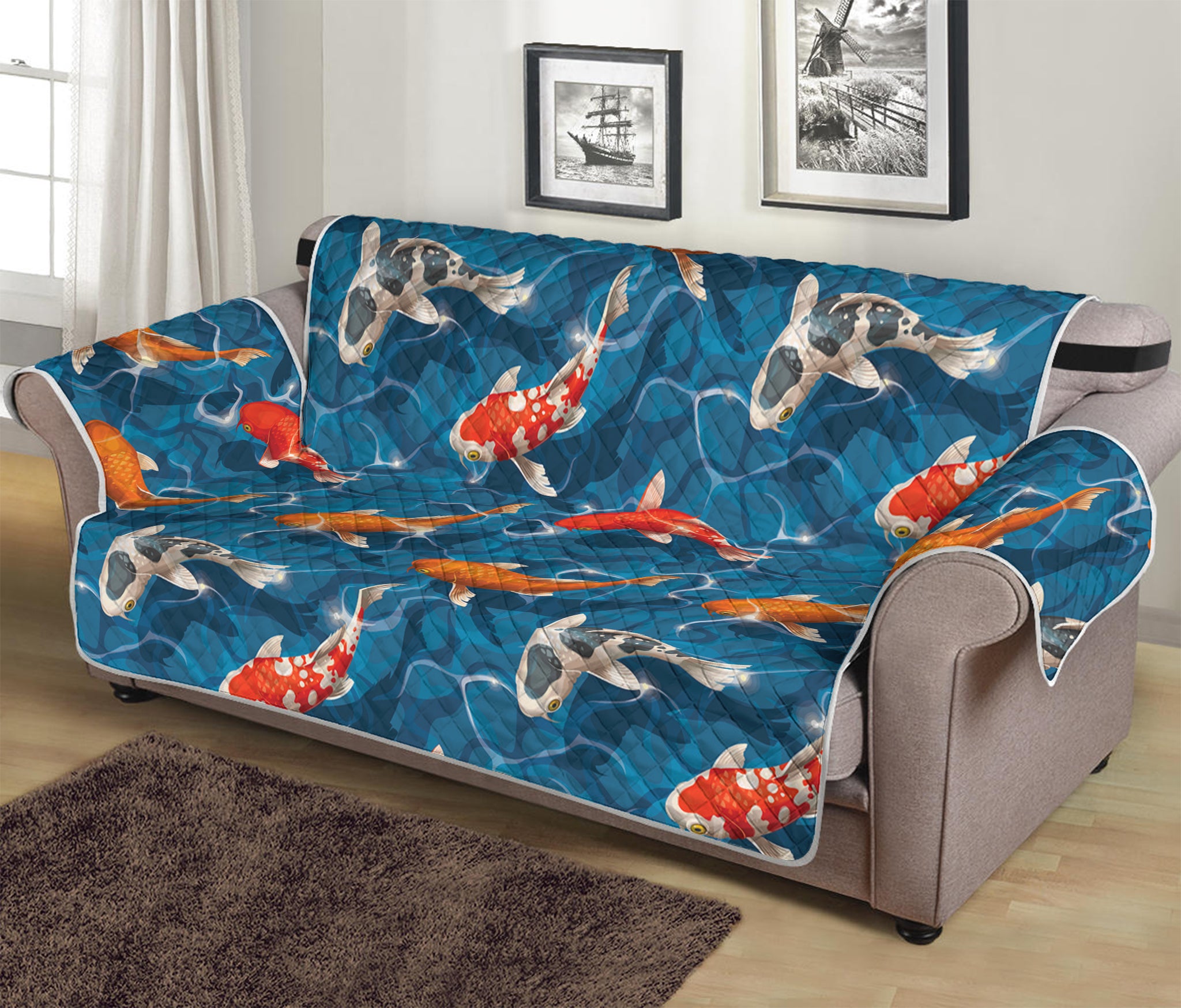 Koi Fish Pattern Print Sofa Protector