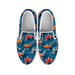 Koi Fish Pattern Print White Slip On Shoes