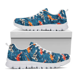 Koi Fish Pattern Print White Sneakers