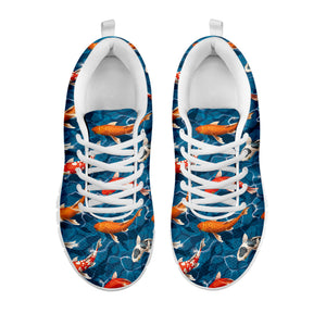 Koi Fish Pattern Print White Sneakers