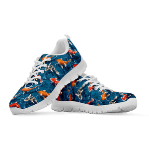 Koi Fish Pattern Print White Sneakers