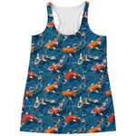 Koi Fish Pattern Print Women's Racerback Tank Top