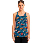 Koi Fish Pattern Print Women's Racerback Tank Top