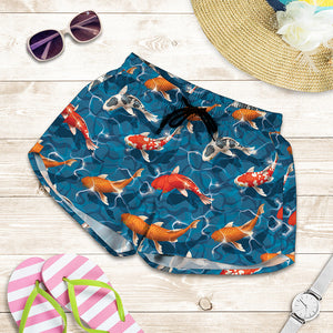 Koi Fish Pattern Print Women's Shorts