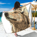 Labrador Retriever And Puppy Print Beach Sarong Wrap