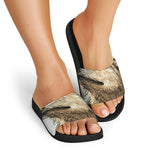 Labrador Retriever And Puppy Print Black Slide Sandals