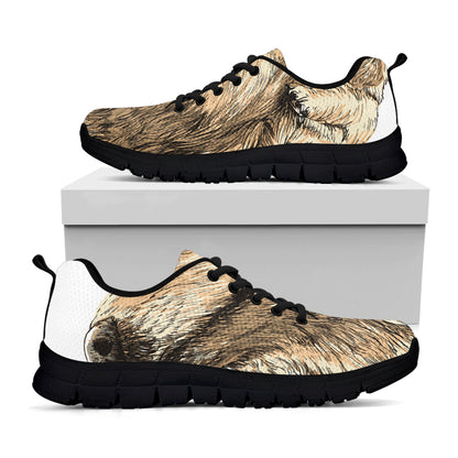 Labrador Retriever And Puppy Print Black Sneakers
