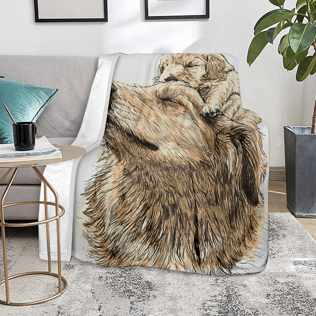 Labrador Retriever And Puppy Print Blanket