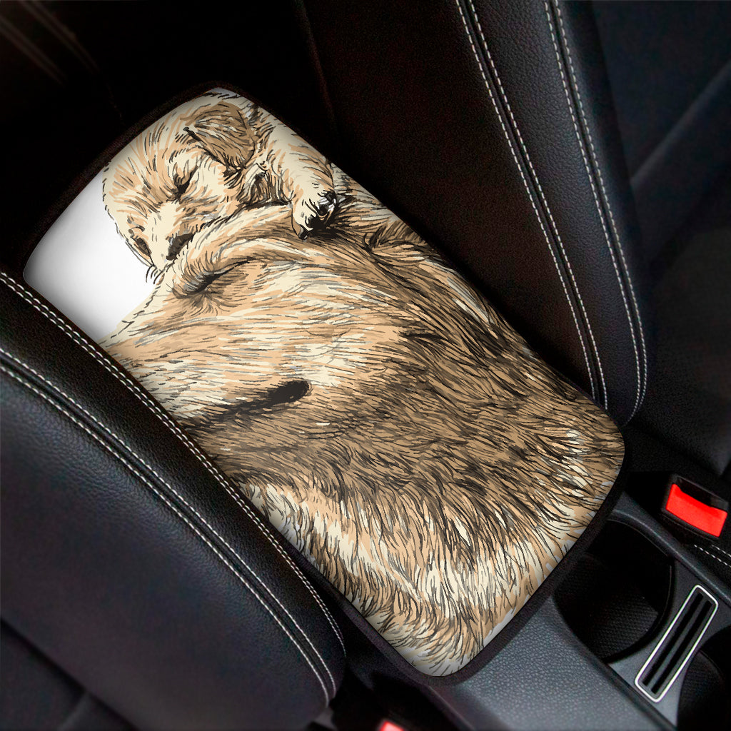 Labrador Retriever And Puppy Print Car Center Console Cover