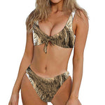 Labrador Retriever And Puppy Print Front Bow Tie Bikini