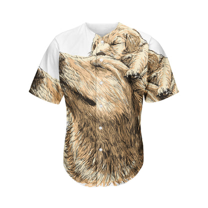 Labrador Retriever And Puppy Print Men's Baseball Jersey