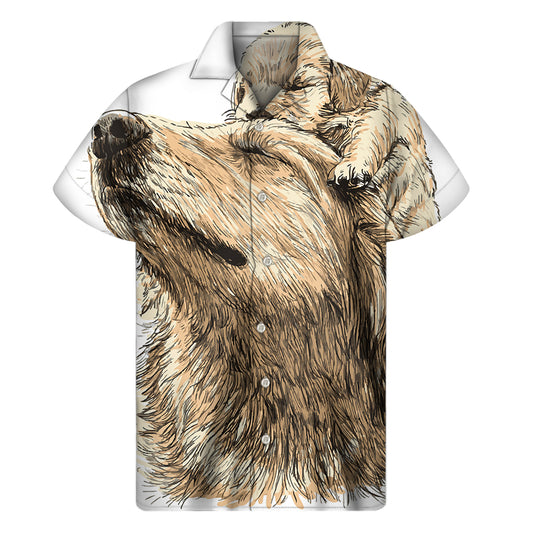 Labrador Retriever And Puppy Print Men's Short Sleeve Shirt