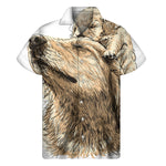 Labrador Retriever And Puppy Print Men's Short Sleeve Shirt