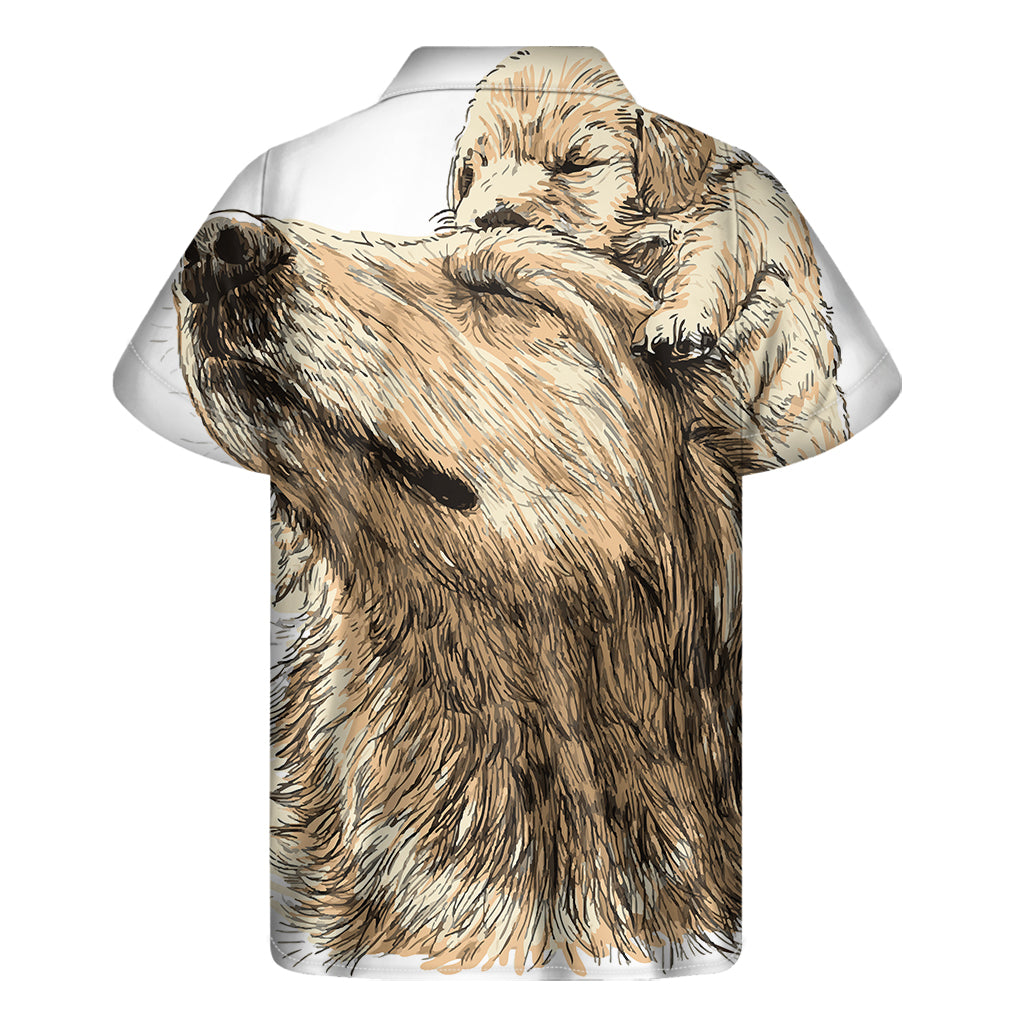 Labrador Retriever And Puppy Print Men's Short Sleeve Shirt