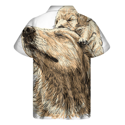 Labrador Retriever And Puppy Print Men's Short Sleeve Shirt