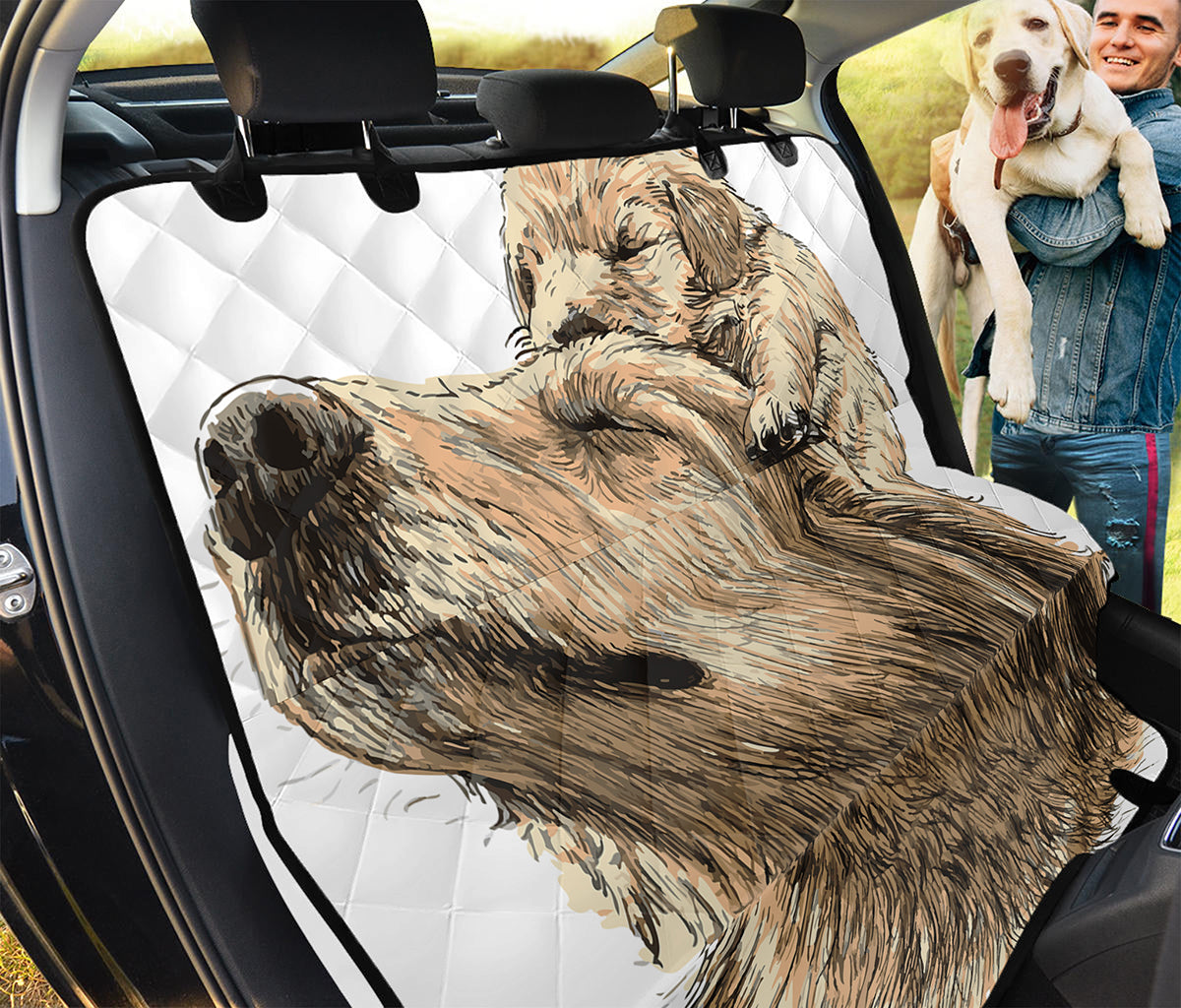 Labrador Retriever And Puppy Print Pet Car Back Seat Cover
