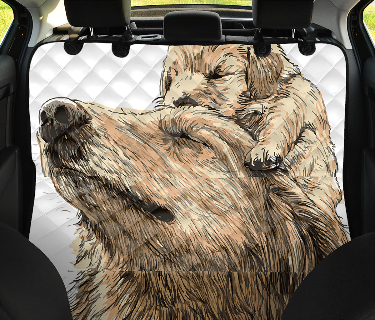 Labrador Retriever And Puppy Print Pet Car Back Seat Cover