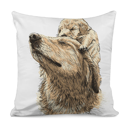 Labrador Retriever And Puppy Print Pillow Cover