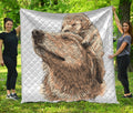 Labrador Retriever And Puppy Print Quilt