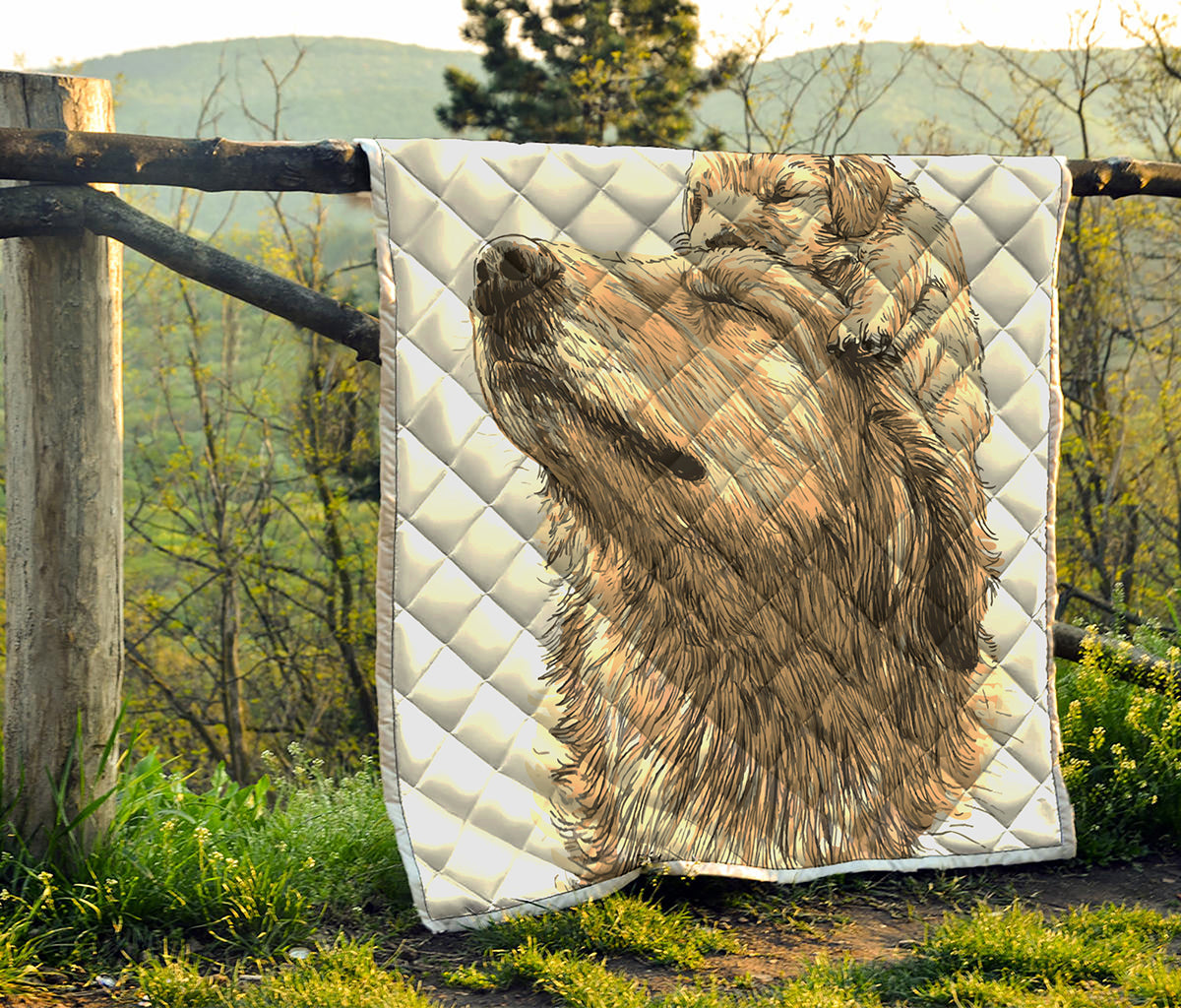 Labrador Retriever And Puppy Print Quilt