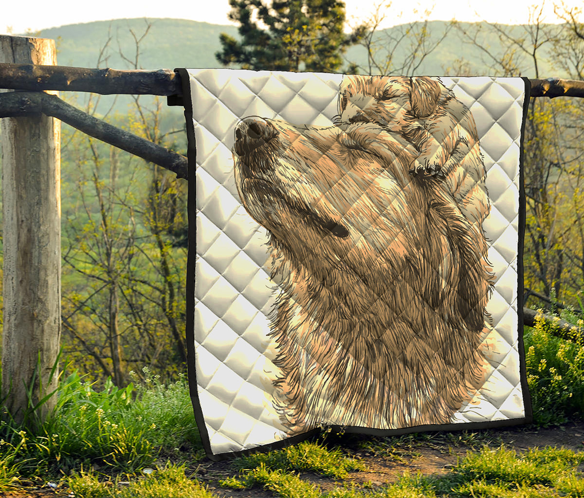 Labrador Retriever And Puppy Print Quilt