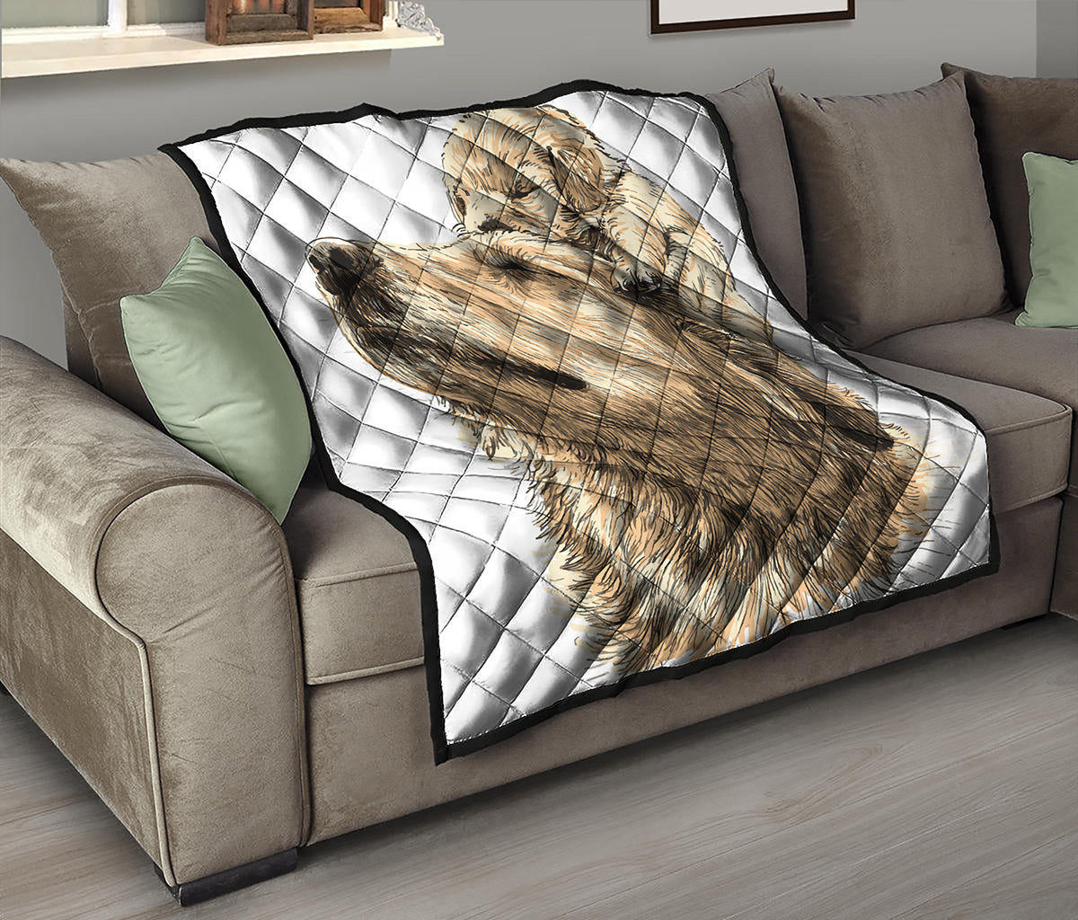 Labrador Retriever And Puppy Print Quilt