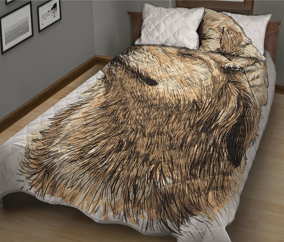Labrador Retriever And Puppy Print Quilt Bed Set