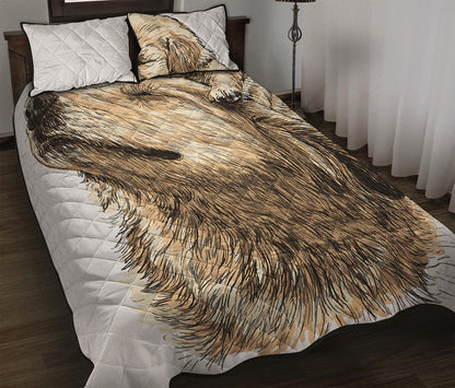 Labrador Retriever And Puppy Print Quilt Bed Set