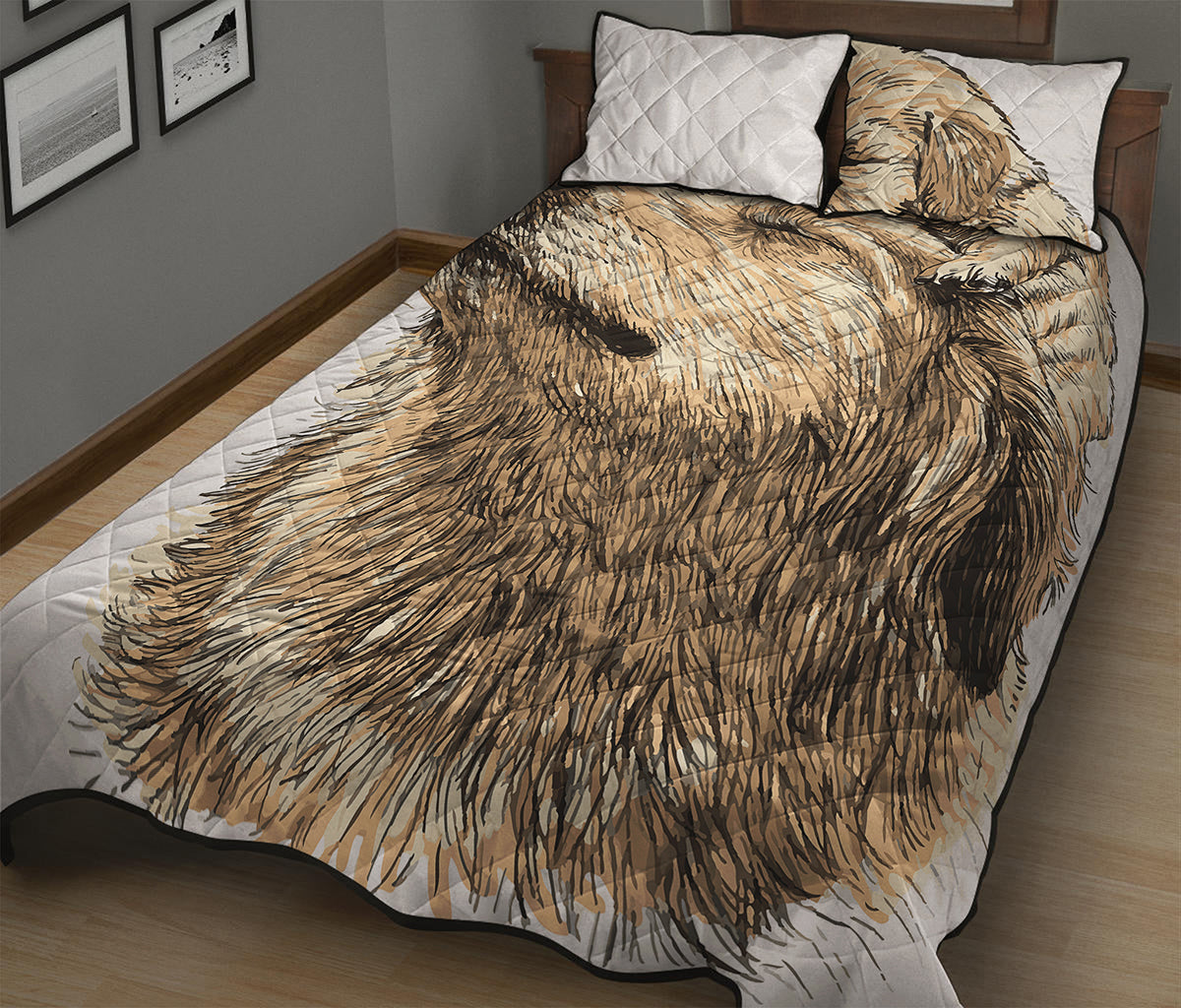 Labrador Retriever And Puppy Print Quilt Bed Set
