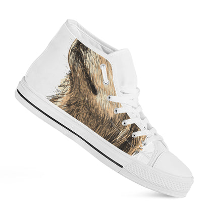 Labrador Retriever And Puppy Print White High Top Shoes