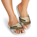 Labrador Retriever And Puppy Print White Slide Sandals