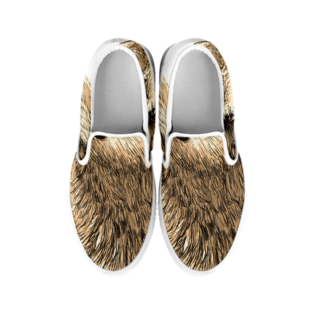 Labrador Retriever And Puppy Print White Slip On Shoes